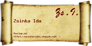 Zsinka Ida névjegykártya